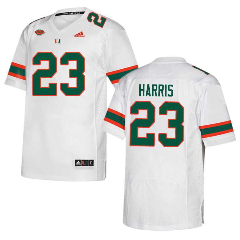 Adidas Miami Hurricanes #23 Cam'Ron Harris College Football Jerseys Sale-White
